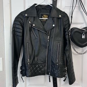 Leather punk jacket motorcycle